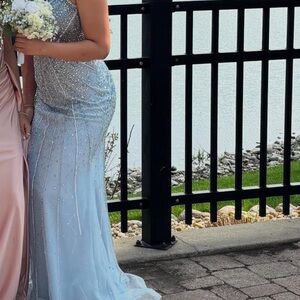 Elegant Blue and Silver Women's Dress